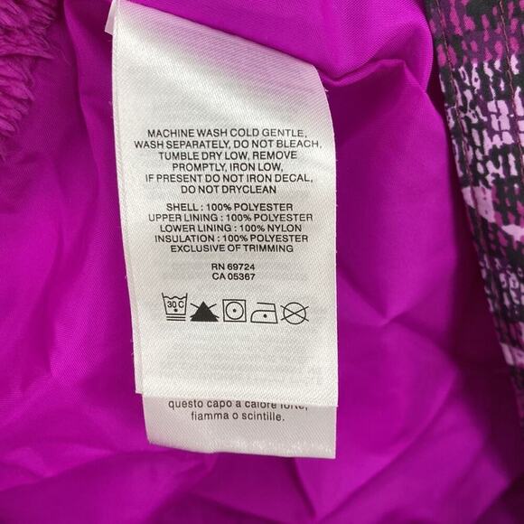 Columbia Snowsuit pink black fleece lined hooded  feet & hand covered size 3-6M - Picture 6 of 6